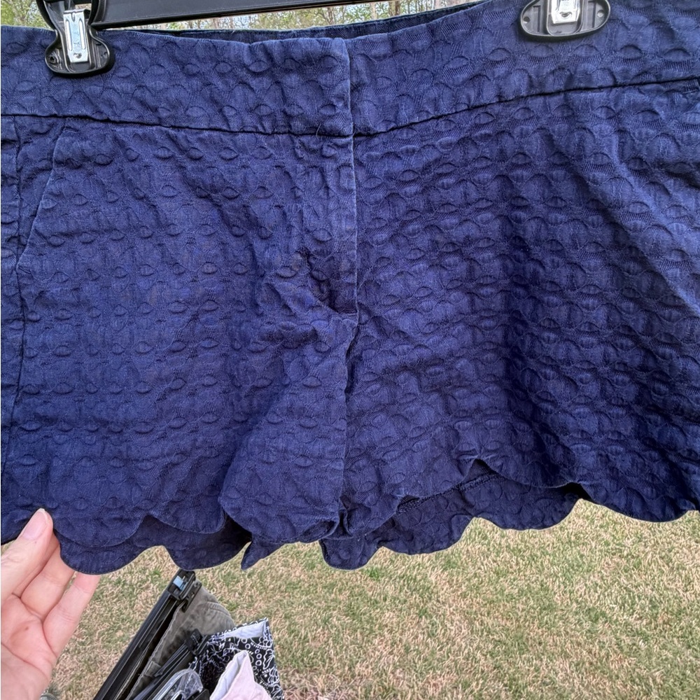 crown & ivy Navy Scalloped Jacquard Chino Short